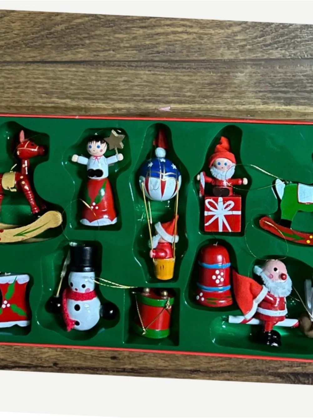 The Christmas Collection ~ Vtg (1985) ~ 10 Pieces Wood Hand Painted Ornament New